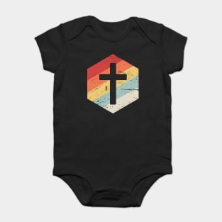 Retro Vintage Christian Cross Icon Baby Bodysuit